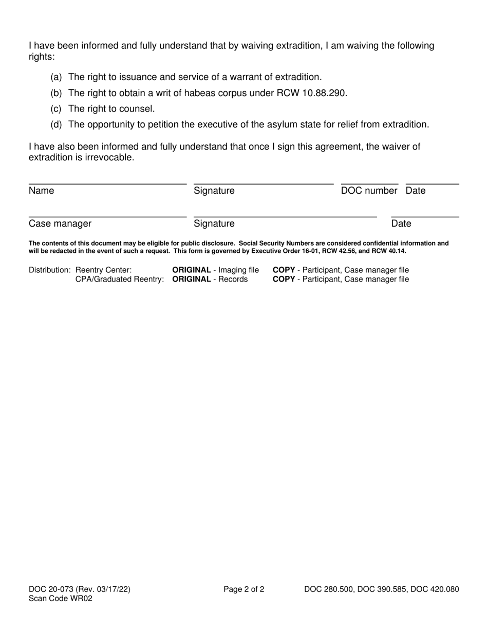 Form DOC20-073 Standard Rules - Washington, Page 2