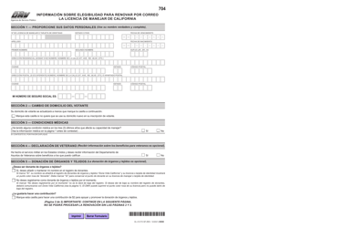 Formulario DL410 FO SP Informacion Sobre Elegibilidad Para Renovar Por Correo La Licencia De Manejar De California - California (Spanish), Page 2