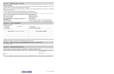 Form OL45 Renewal Application - California, Page 2