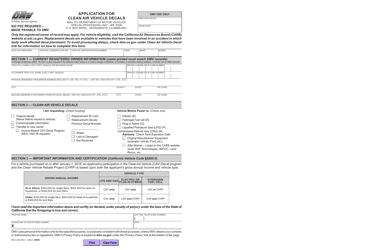 Document preview: Form REG1000 Application for Clean Air Vehicle Decals - California