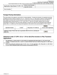 Form PTO/AIA/14 &quot;Application Data Sheet 37 Cfr 1.76&quot;, Page 3