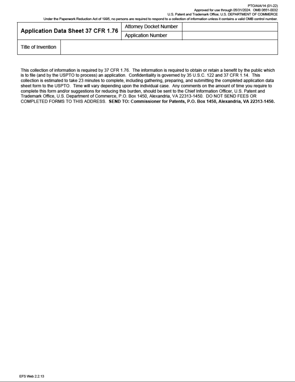 Form PTO / AIA / 14 Application Data Sheet 37 Cfr 1.76, Page 7