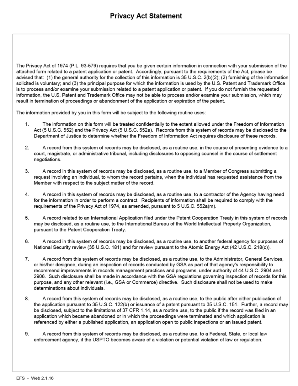 Form PTO / SB / 30EFS Request for Continued Examination(Rce)transmittal (Submitted Only via Efs-Web), Page 3