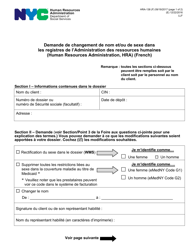 Form HRA-138 Demande De Changement De Nom Et/Ou De Sexe Dans Les Registres De L&#039;administration DES Ressources Humaines (HRA) - New York City (French)