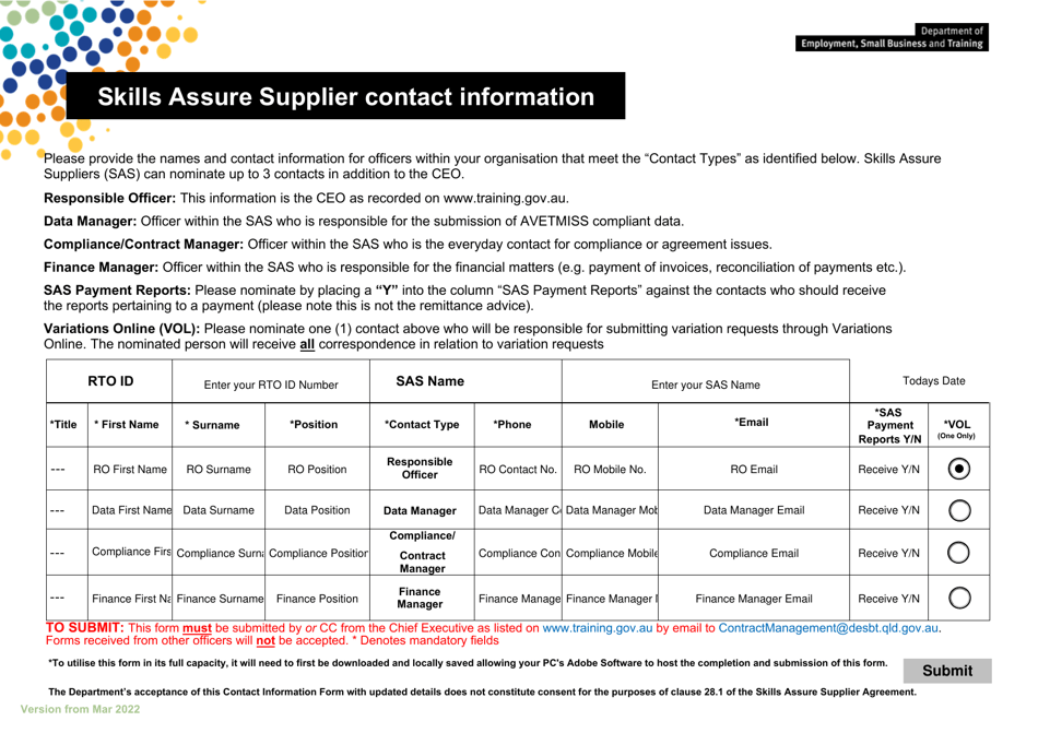 Skills Assure Supplier Contact Information - Queensland, Australia, Page 1