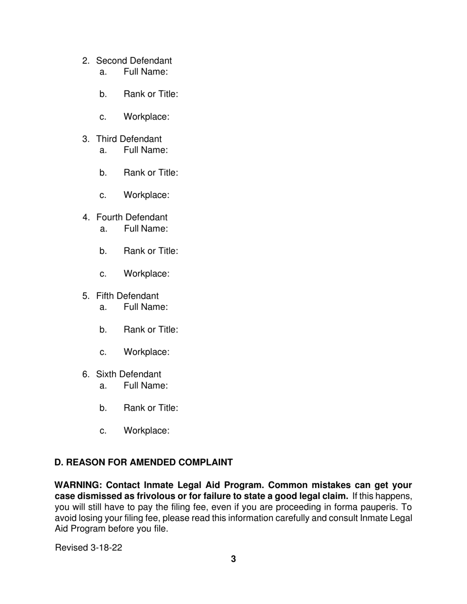 Pro Se Prisoner Civil Rights Amended Complaint - Connecticut, Page 3