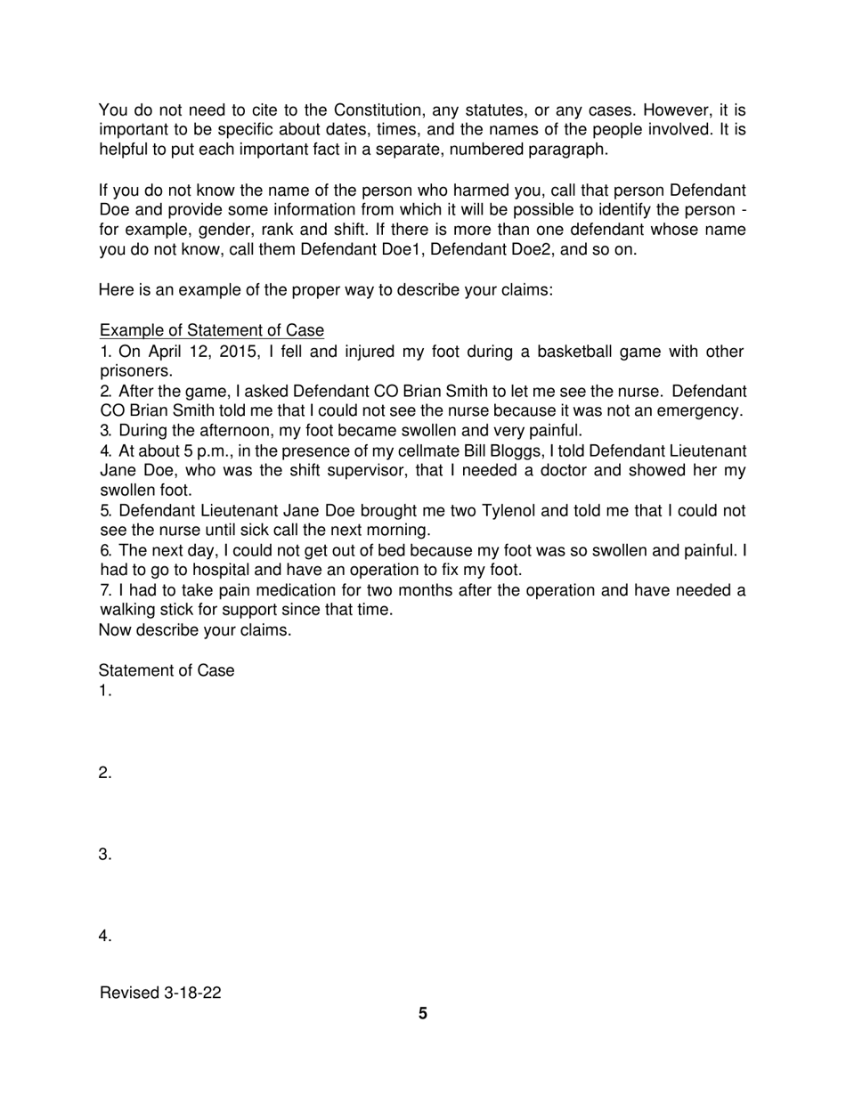 Pro Se Prisoner Civil Rights Amended Complaint - Connecticut, Page 5