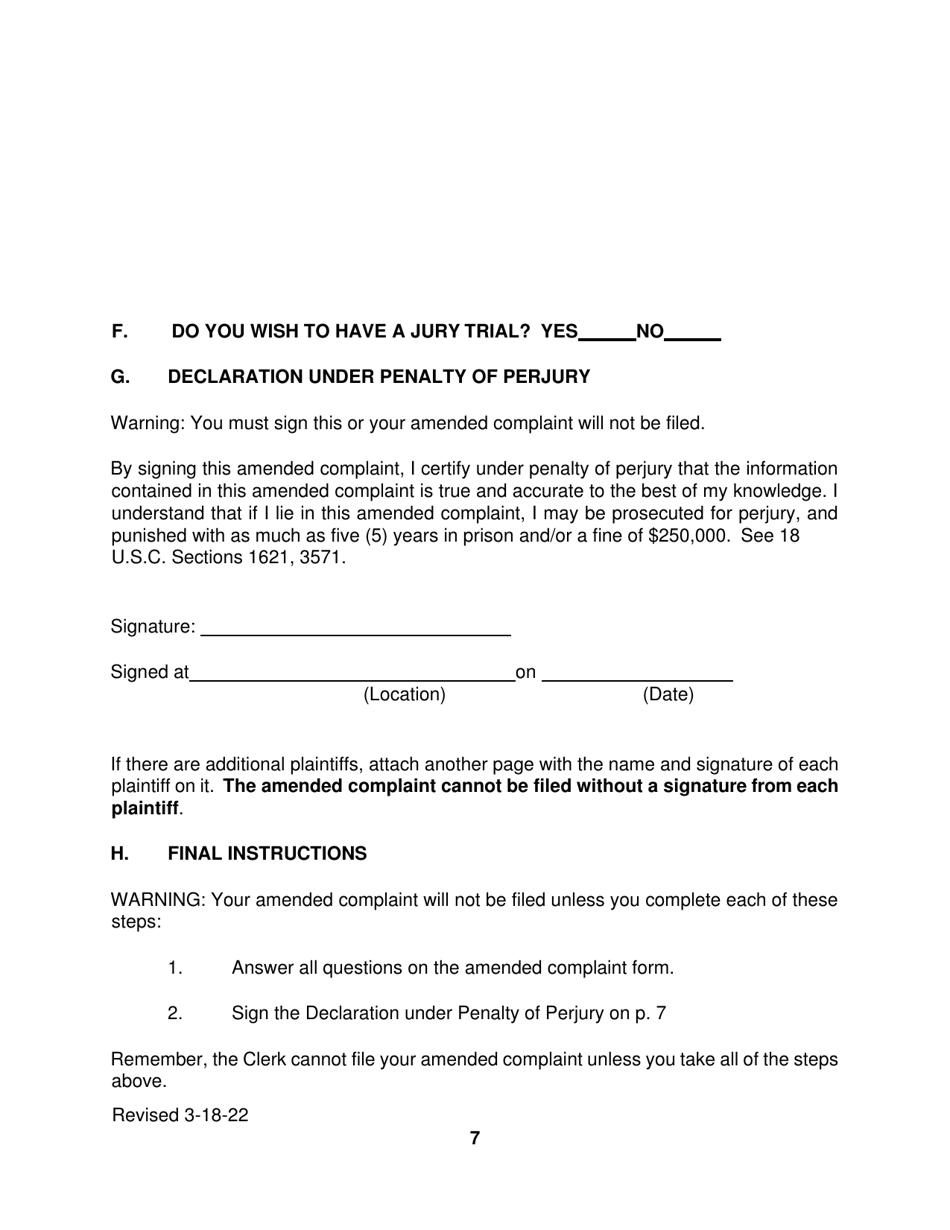 Pro Se Prisoner Civil Rights Amended Complaint - Connecticut, Page 7