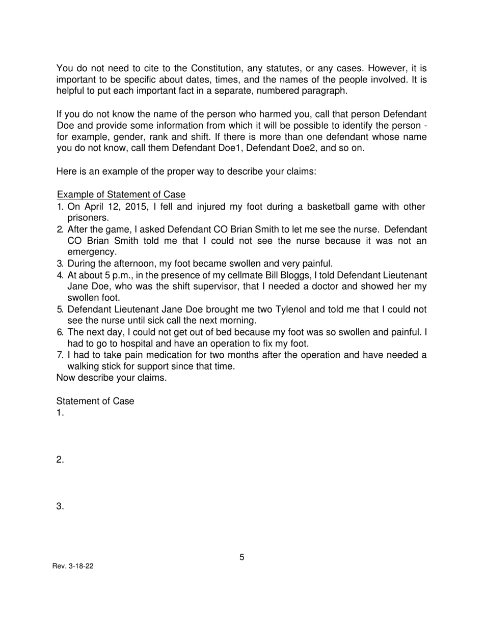 Pro Se Prisoner Civil Rights Complaint - Connecticut, Page 5