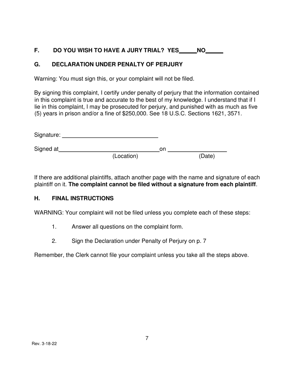 Pro Se Prisoner Civil Rights Complaint - Connecticut, Page 7