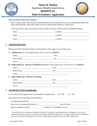 Hospital State Licensure Application - Alaska, Page 2