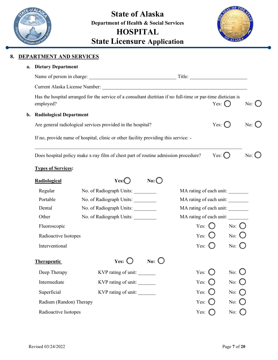Hospital State Licensure Application - Alaska, Page 7