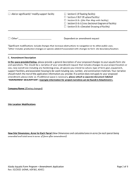 Form 102-4005B Joint Agency Application - Amendment Request - Alaska Aquatic Farm Program - Alaska, Page 2