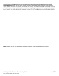 Form 102-4005B Joint Agency Application - Amendment Request - Alaska Aquatic Farm Program - Alaska, Page 4