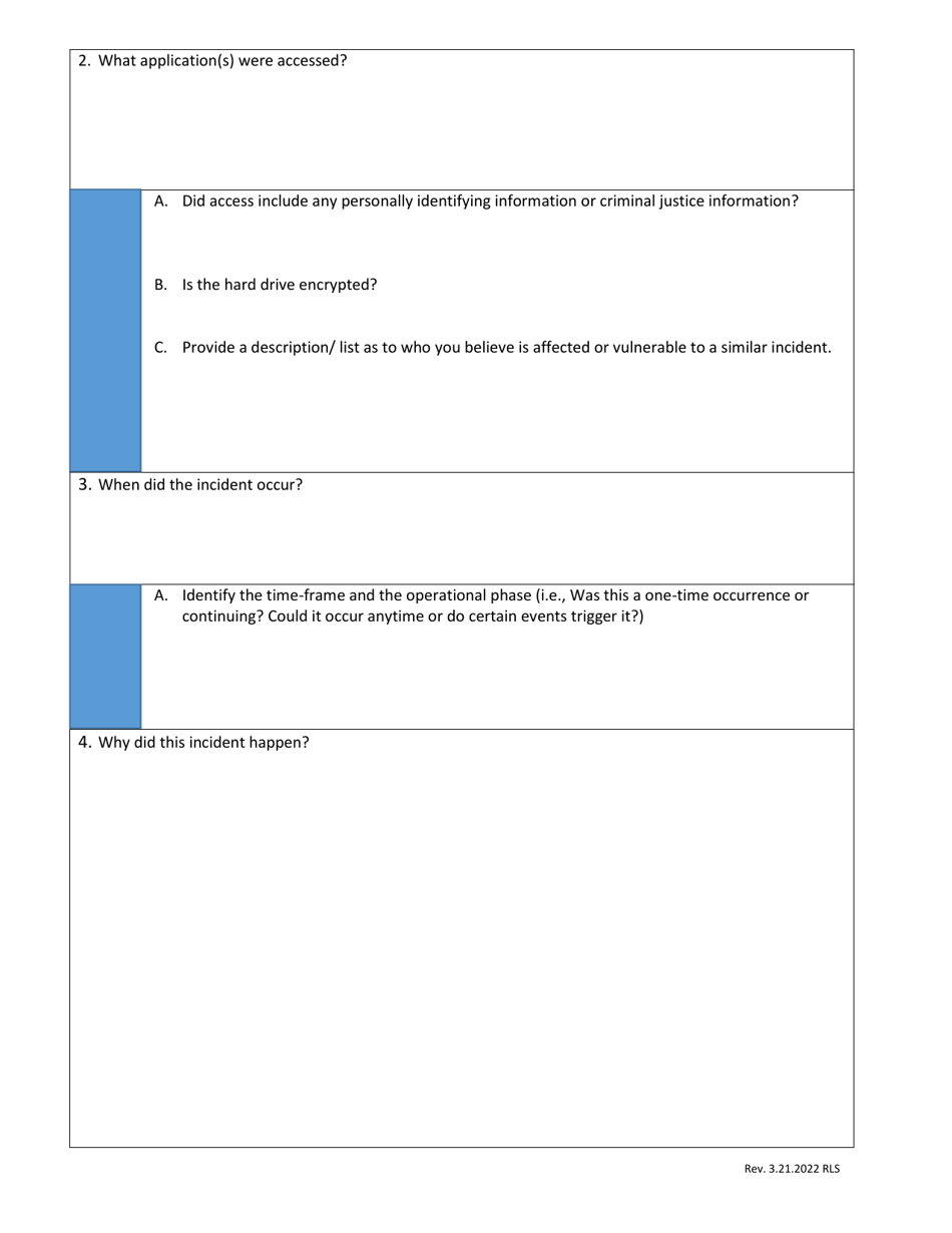 Information Security Incident Report - Arkansas, Page 2