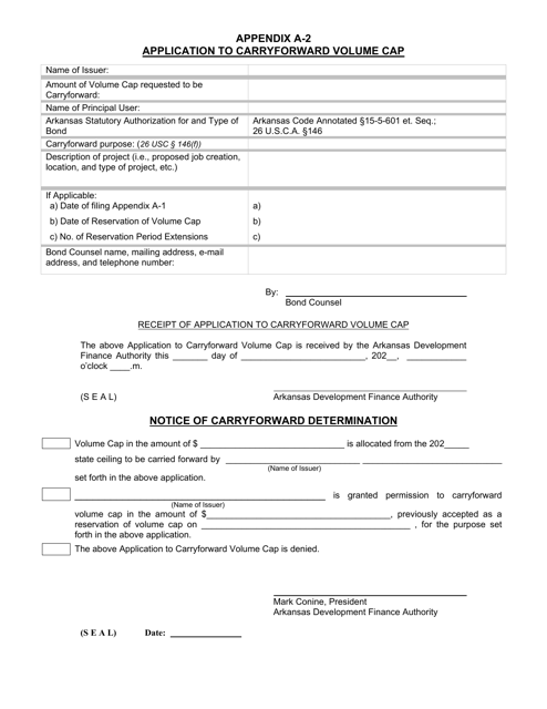 Appendix A-2 Application to Carryforward Volume Cap - Arkansas