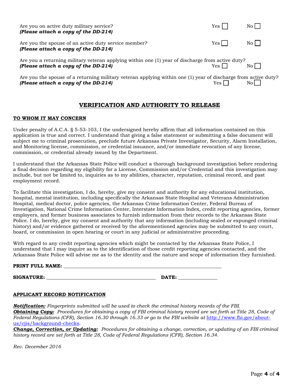 Intern Polygraph Examiner Application - Arkansas, Page 4