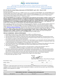 Idaho Recreational Mining Authorization (Letter Permit) - Idaho