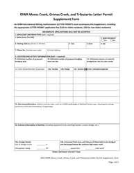 Idwr Mores Creek, Grimes Creek, and Tributaries Letter Permit Supplement Form - Idaho, Page 3