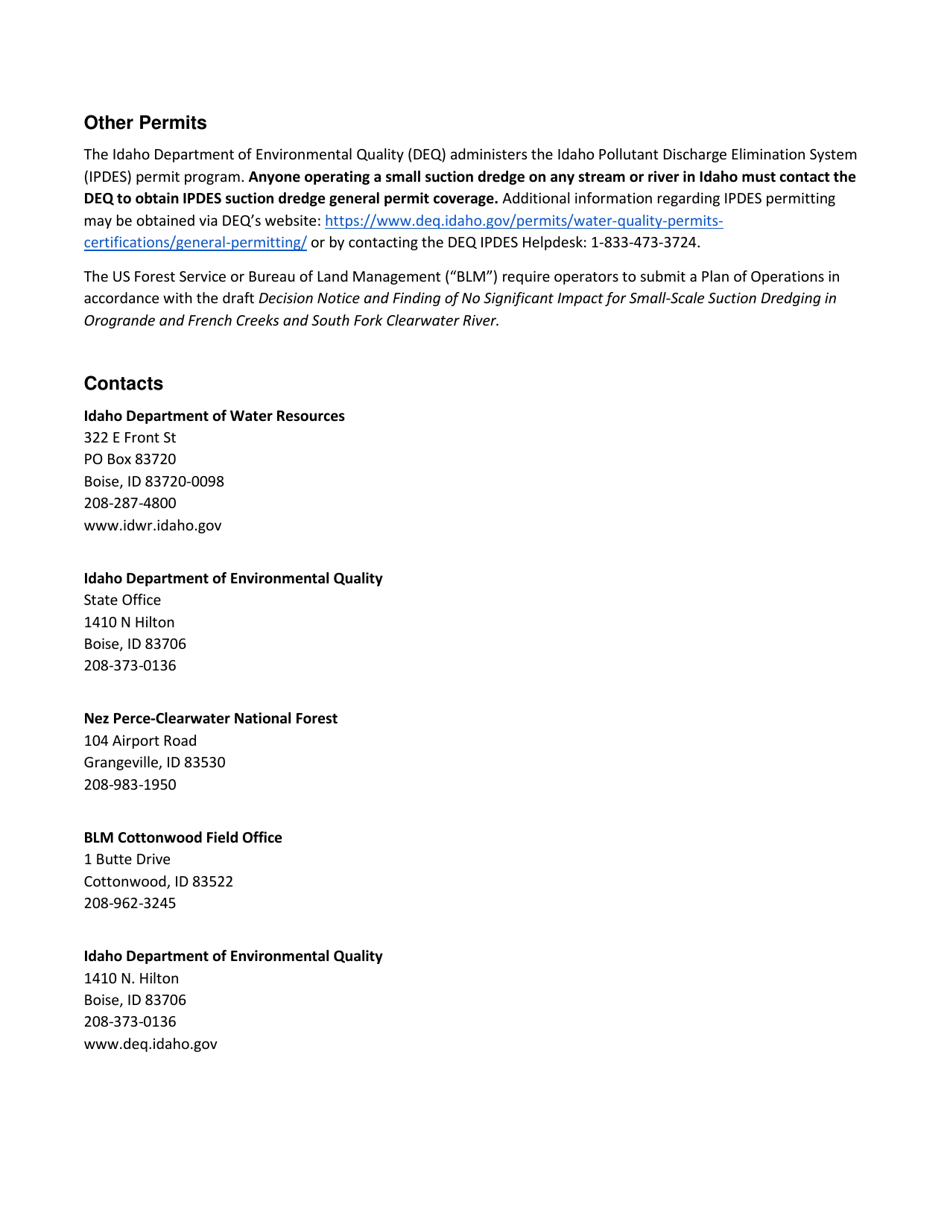 Idwr South Fork Clearwater River Special Supplement Application - Idaho, Page 2