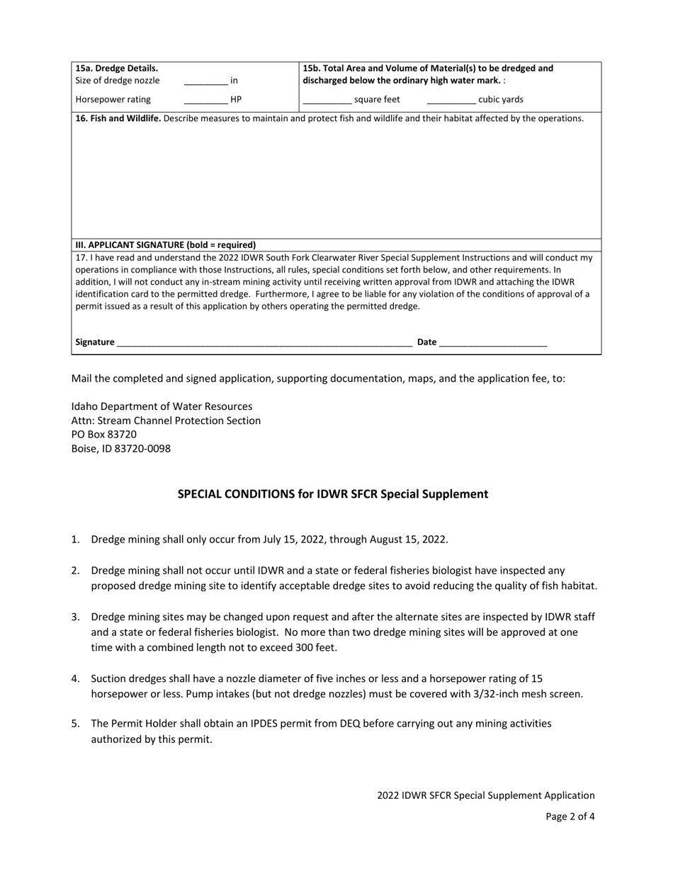 Idwr South Fork Clearwater River Special Supplement Application - Idaho, Page 4