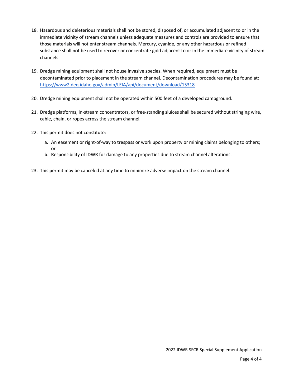 Idwr South Fork Clearwater River Special Supplement Application - Idaho, Page 6