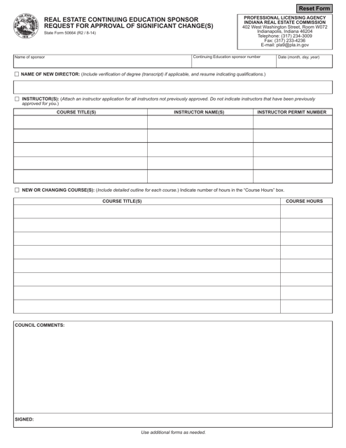 State Form 50664  Printable Pdf