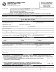 Document preview: State Form 55132 Application for Reinstatement of Real Estate License - Indiana