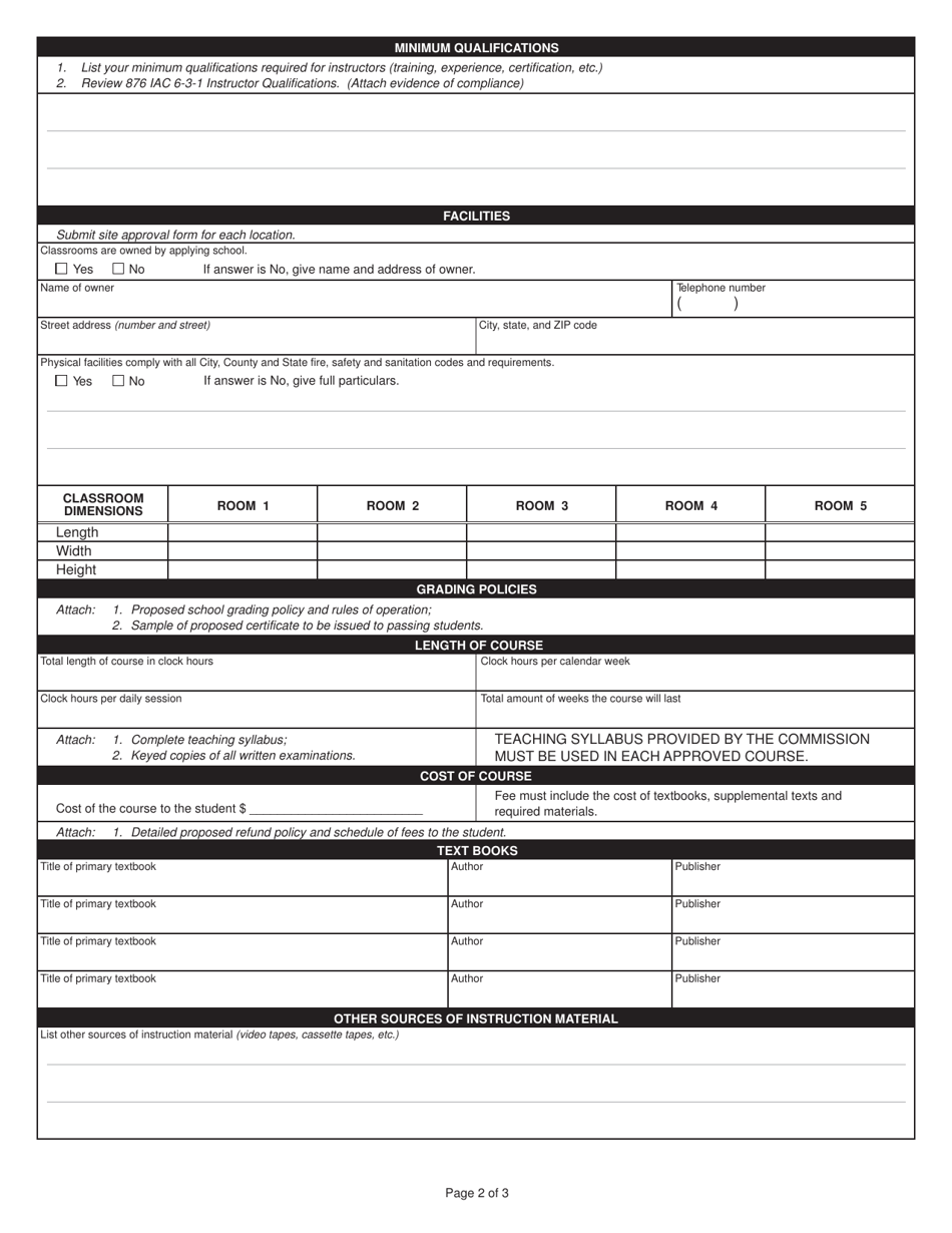 State Form 36071 Application for Approval of Real Estate Broker Course - Indiana, Page 3