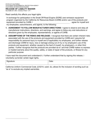 Form MLD/QMB-361 Release of Liability Waiver - California