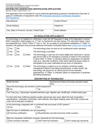 Form ISD/PAB-115 Distributed Generation Certification Application - California