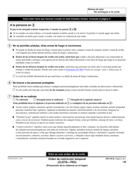 Formulario DV-110 Orden De Restriccion Temporal (Clets-Tro) - California (Spanish), Page 2
