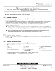 Formulario DV-100 Solicitud De Orden De Restriccion De Violencia En El Hogar - California (Spanish), Page 7