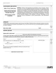 Form DUP Application for Duplicate Wall Certificate - California, Page 2