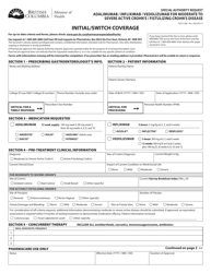 Form HLTH5368 Special Authority Request - Adalimumab/Infliximab/Vedolizumab for Moderate to Severe Active Crohn&#039;s/Fistulizing Crohn&#039;s Disease - Initial/Switch Coverage - British Columbia, Canada