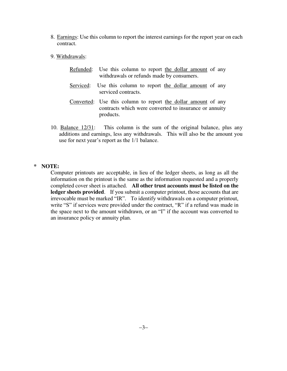 Form CPN-2 Pre-need Burial Contract Annual Report Cover Sheet - Kentucky, Page 5