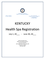 Document preview: Kentucky Health SPA Registration Statement Application - Kentucky