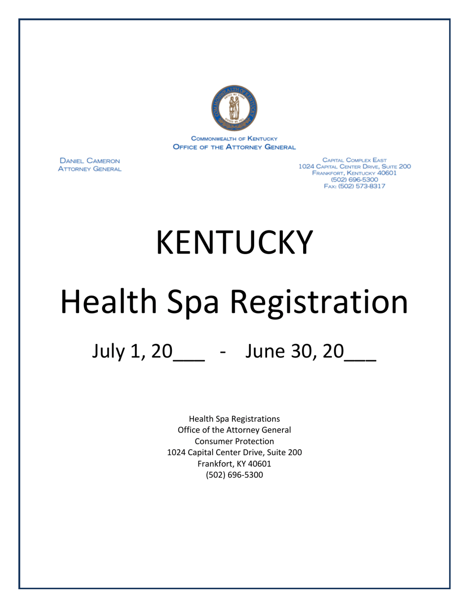 Kentucky Health SPA Registration Statement Application - Kentucky, Page 1