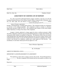 Document preview: Assignment of Certificate of Deposit - Kentucky