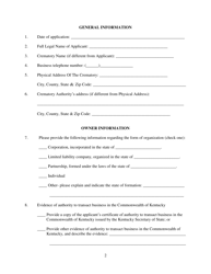 Form CR-5 Crematory Authority License Application - Kentucky, Page 2