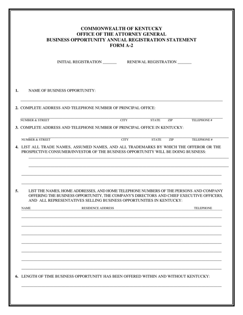 Form A-2 Business Opportunity Annual Registration Statement - Kentucky