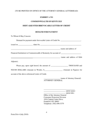 Form DA-4 Debt Adjuster Irrevocable Letter of Credit - Kentucky, Page 4