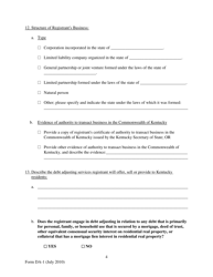 Form DA-1 Debt Adjuster Registration Statement - Kentucky, Page 4
