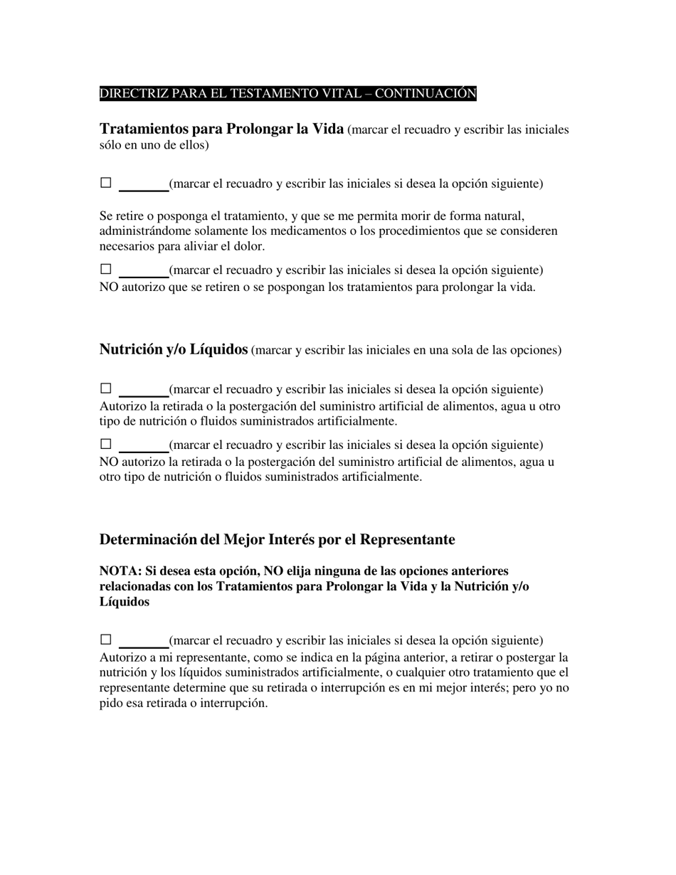 Directriz Para El Testamento Vital De Kentucky Y El Nombramiento Del Representantepara La Asistencia Medica - Kentucky (Spanish), Page 8