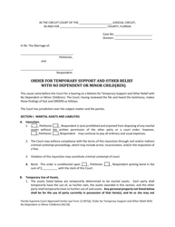 Form 12.947(D) Order for Temporary Support and Other Relief With No Dependent or Minor Child(Ren) - Florida