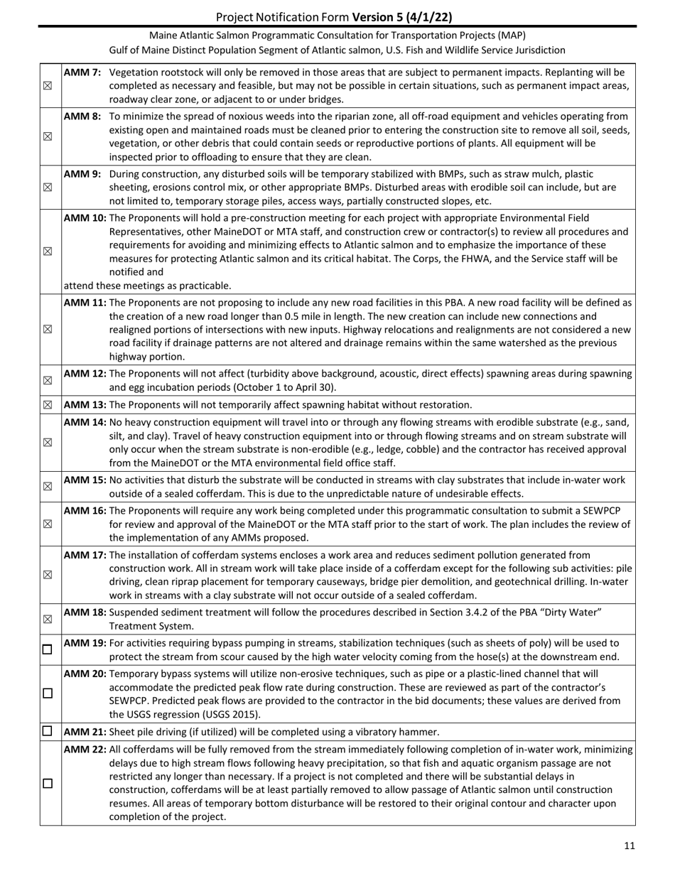 Project Notification Form - Maine, Page 11