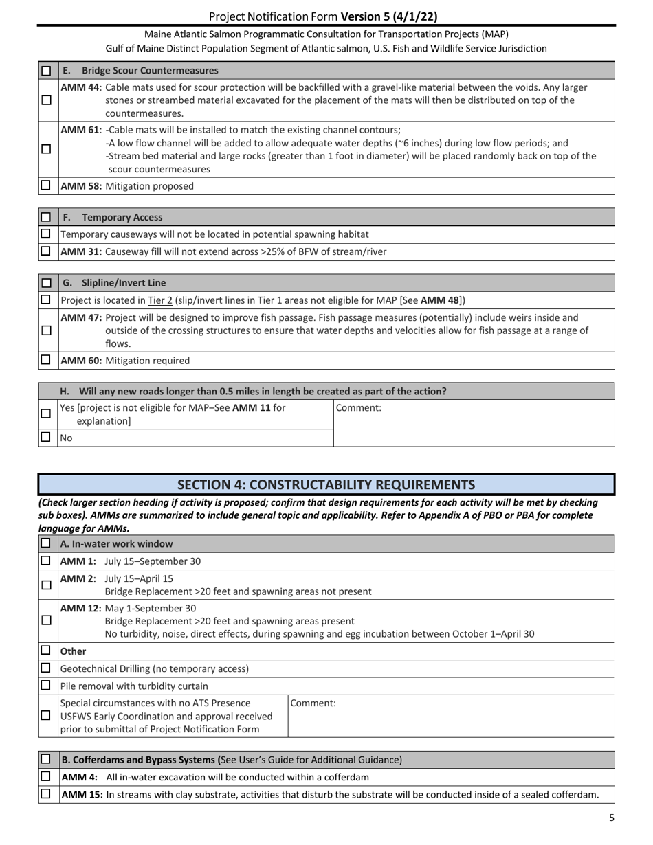 Project Notification Form - Maine, Page 5