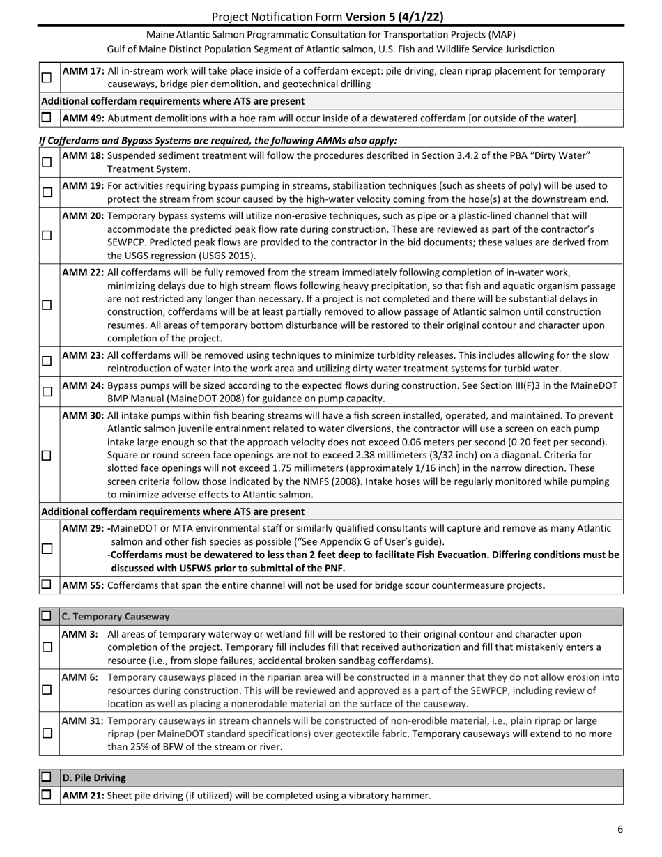 Project Notification Form - Maine, Page 6