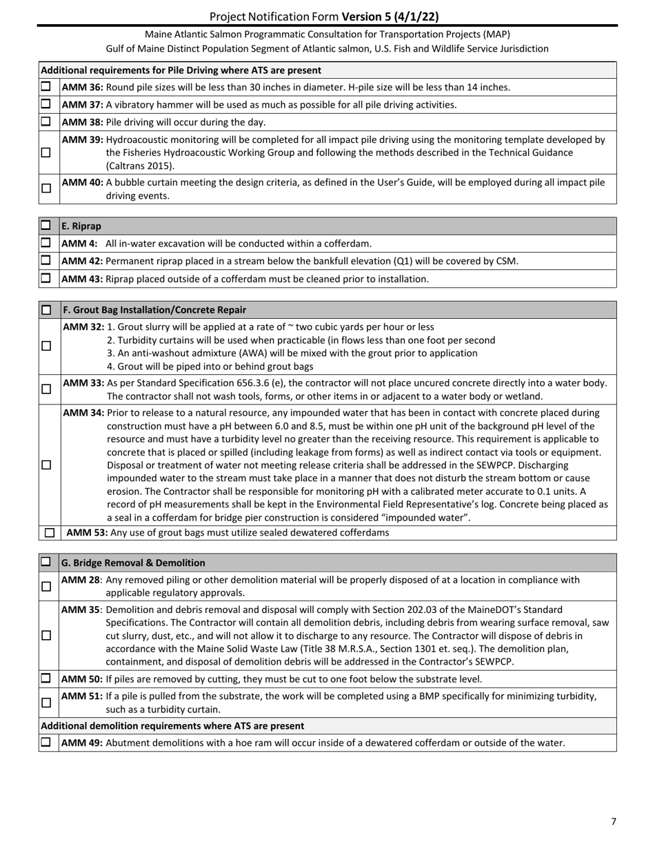 Project Notification Form - Maine, Page 7