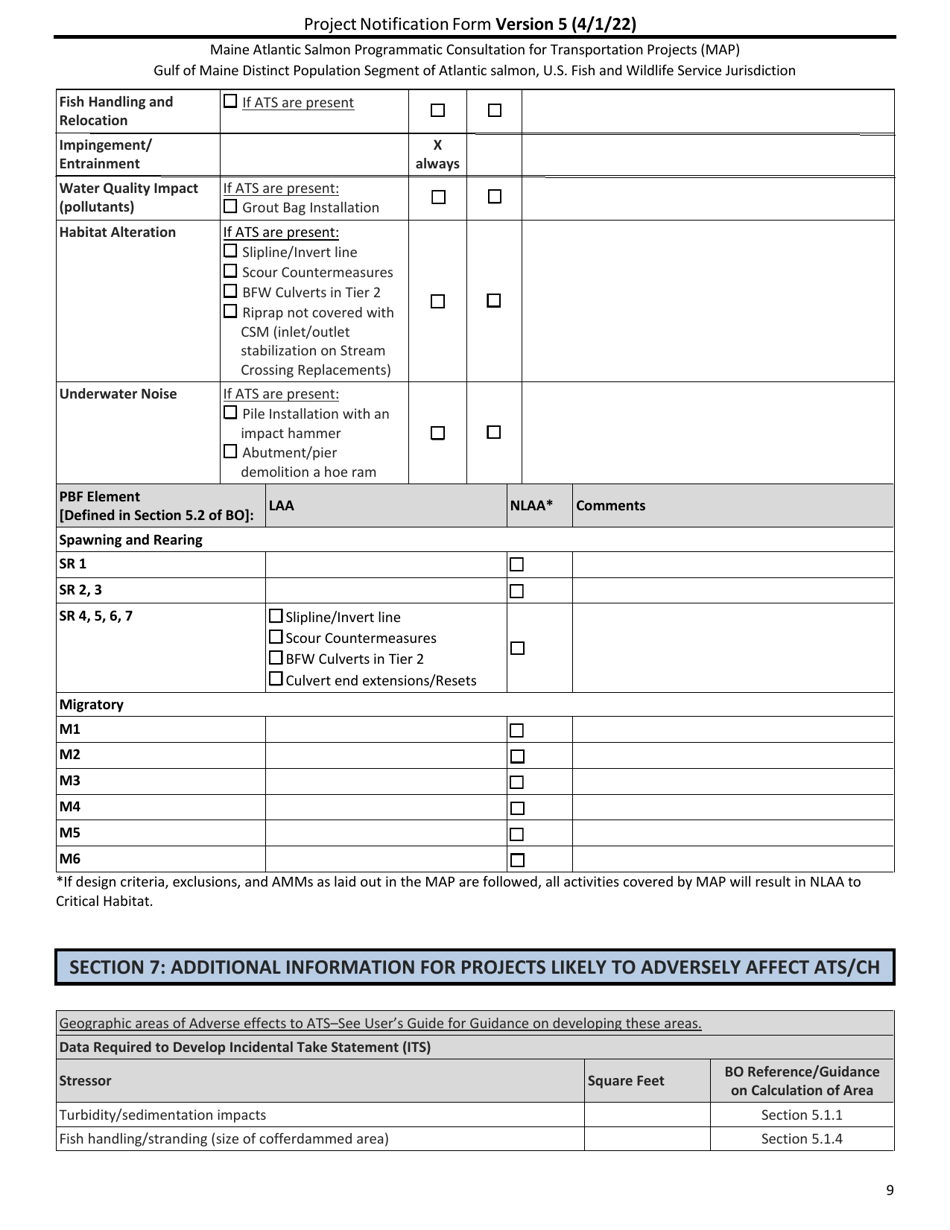 Project Notification Form - Maine, Page 9